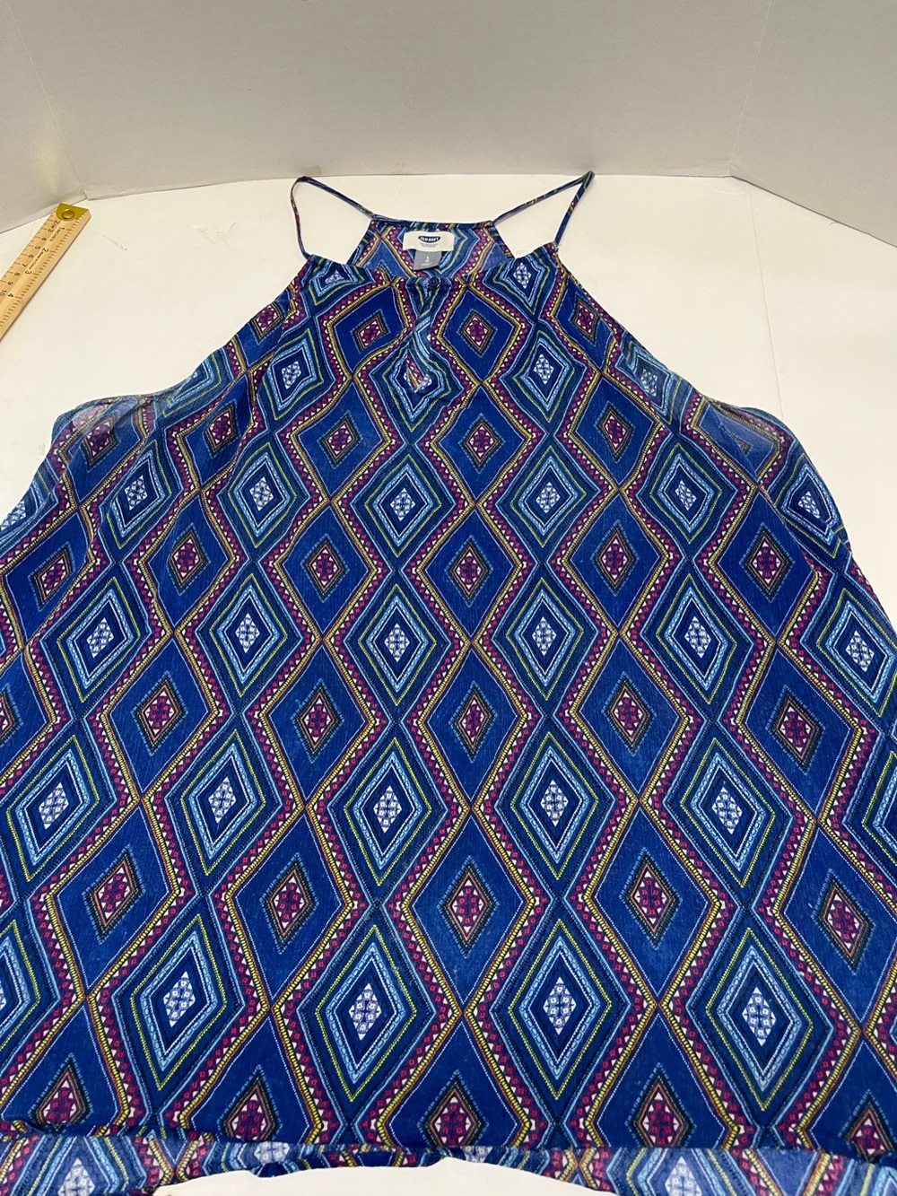 Old Navy Blue Geometric Halter lightweight tank